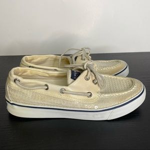 Sperry Top Sider Sequins Shoes Beige Women's 6.5